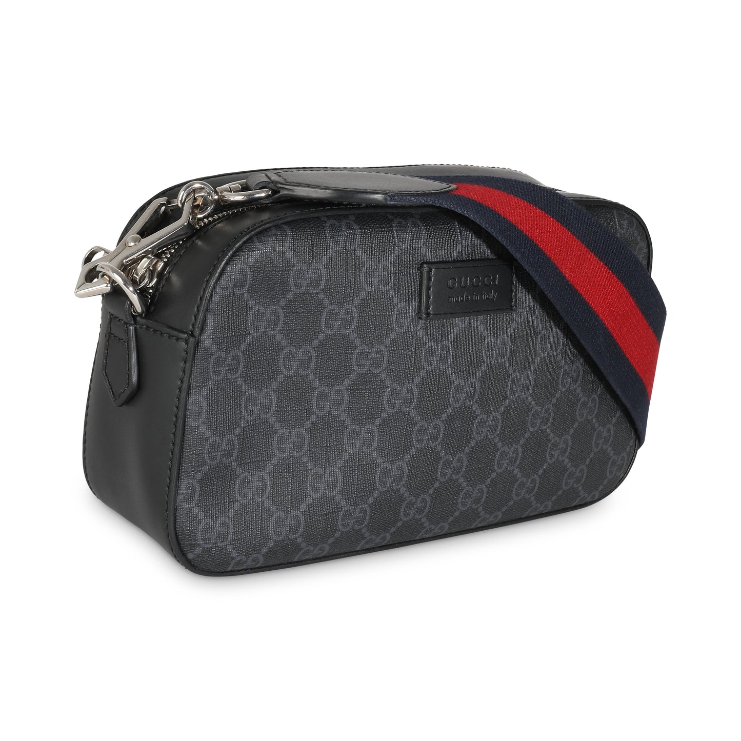 Black GG Supreme Monogram Web Camera Bag