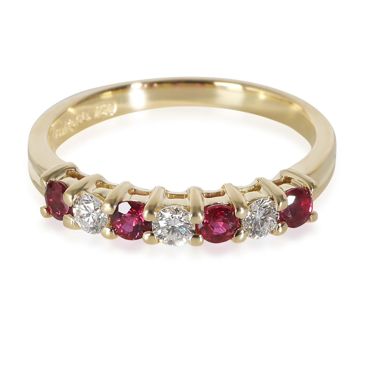 Vintage Ruby & Diamond Band in 18k Yellow Gold 0.18 CTW