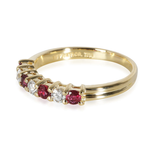 Vintage Ruby & Diamond Band in 18k Yellow Gold 0.18 CTW