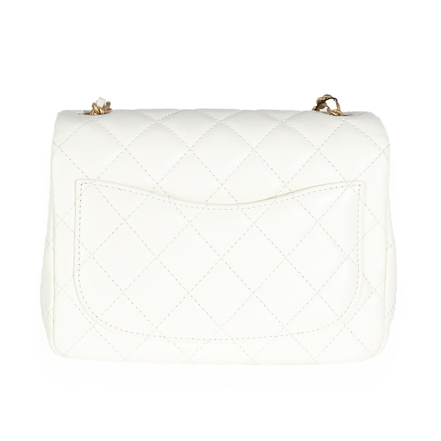 White Quilted Lambskin Pearl Crush Mini Flap Bag