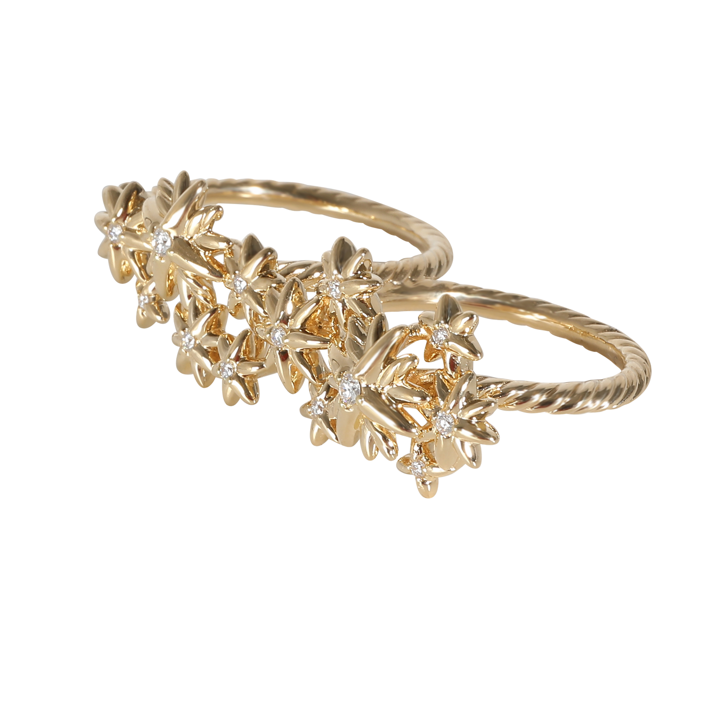 Starburst Two Finger Ring in 18k Yellow Gold 0.25 CTW