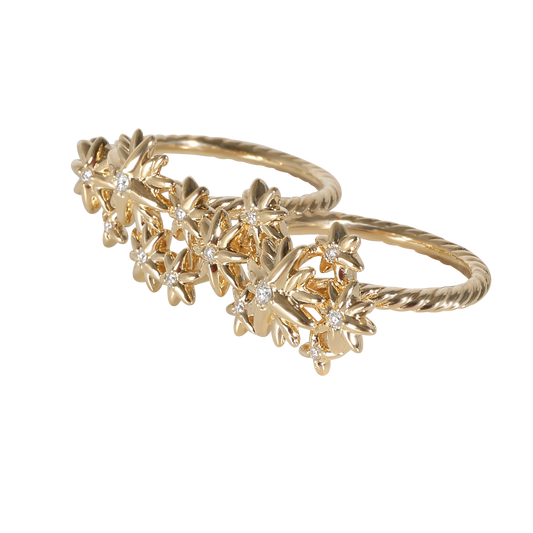 Starburst Two Finger Ring in 18k Yellow Gold 0.25 CTW