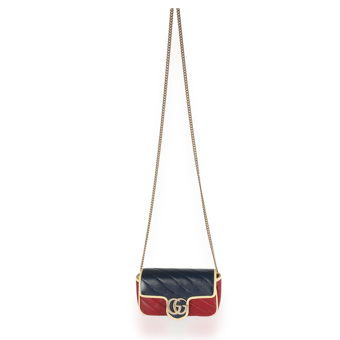 Tricolour Azalea Calfskin Diagonal Super Mini Torchon GG Marmont