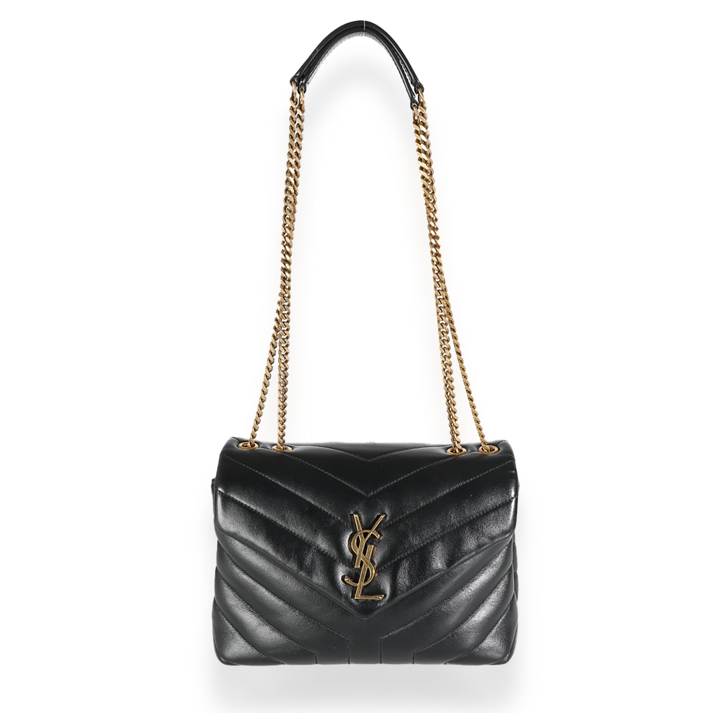 Black Quilted Calfskin Monogram Small Loulou Chain Bag