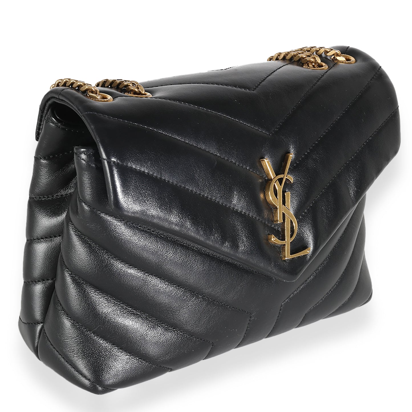 Black Quilted Calfskin Monogram Small Loulou Chain Bag