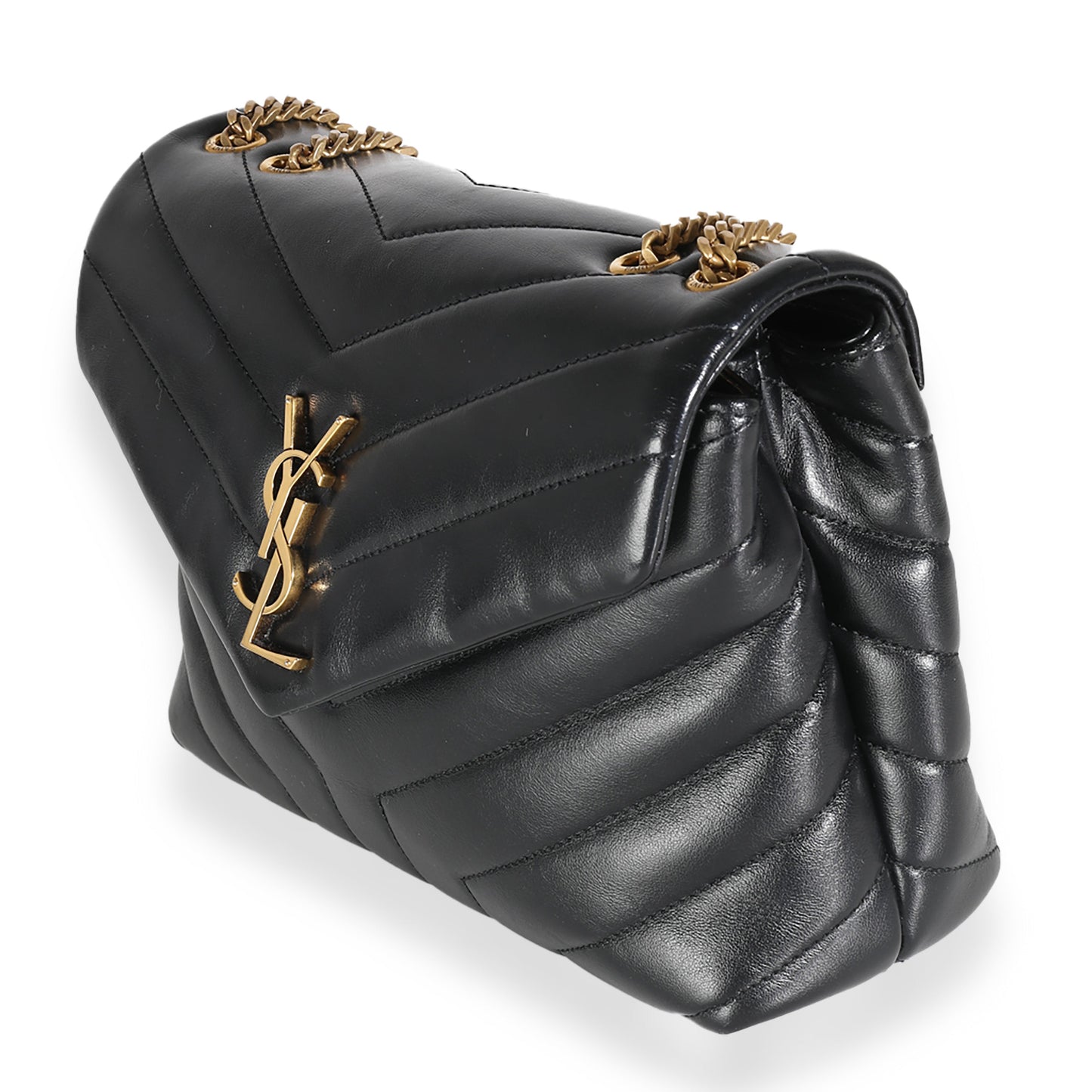 Black Quilted Calfskin Monogram Small Loulou Chain Bag