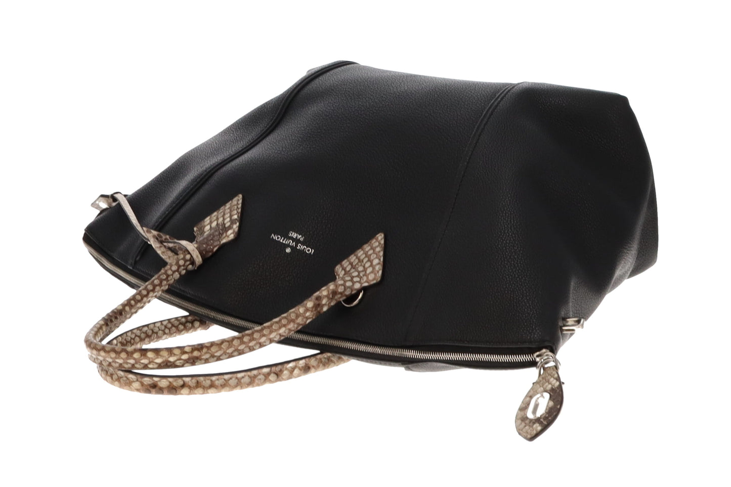 Louis Vuitton Black Veau Cachemire Calfskin & Python Soft Lockit MM Bag MI1155