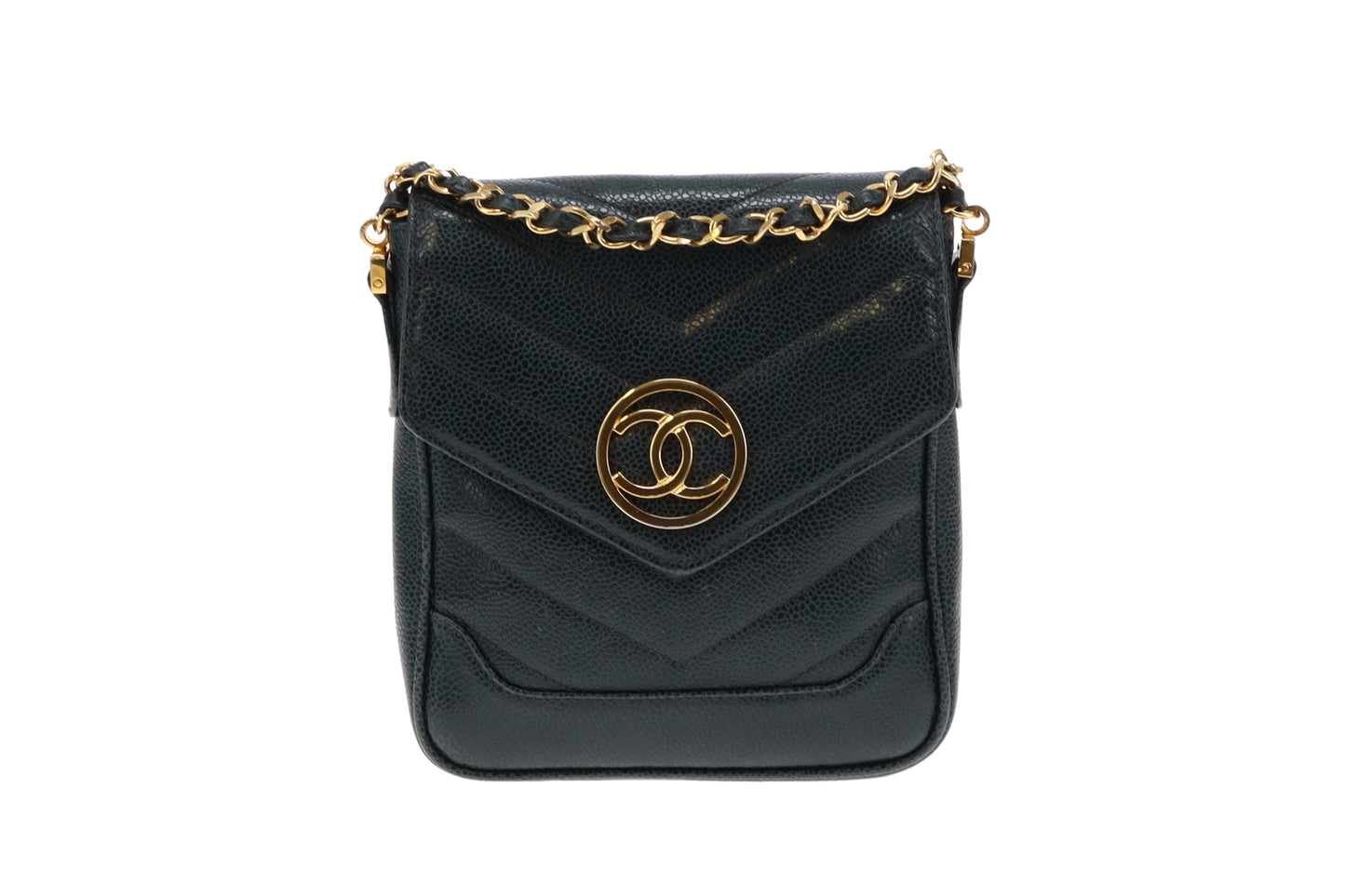 Chanel Vintage Teal Caviar Chain CC Bag 1991 (2 series)