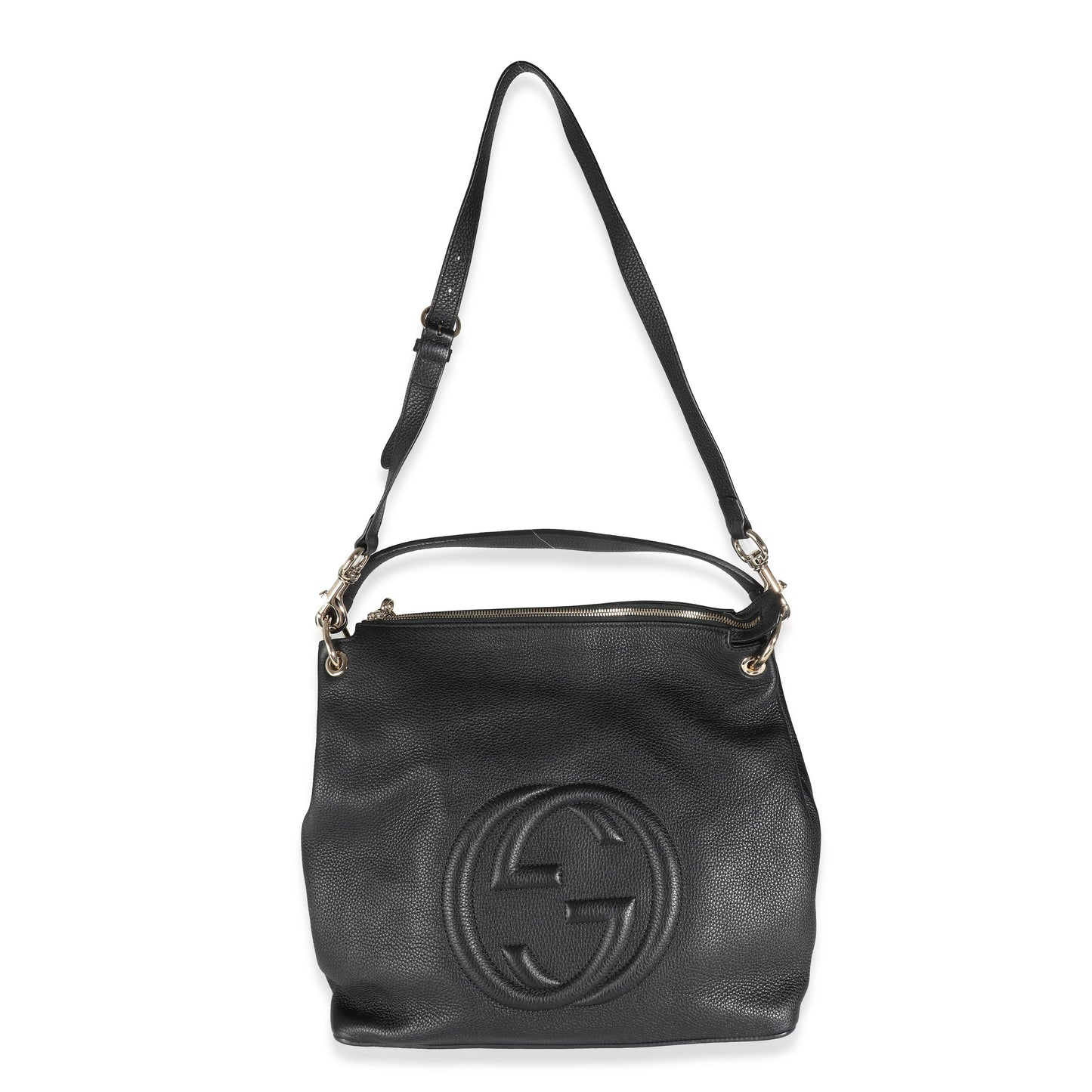 Black Pebbled Calfskin Large Soho Convertible Tote