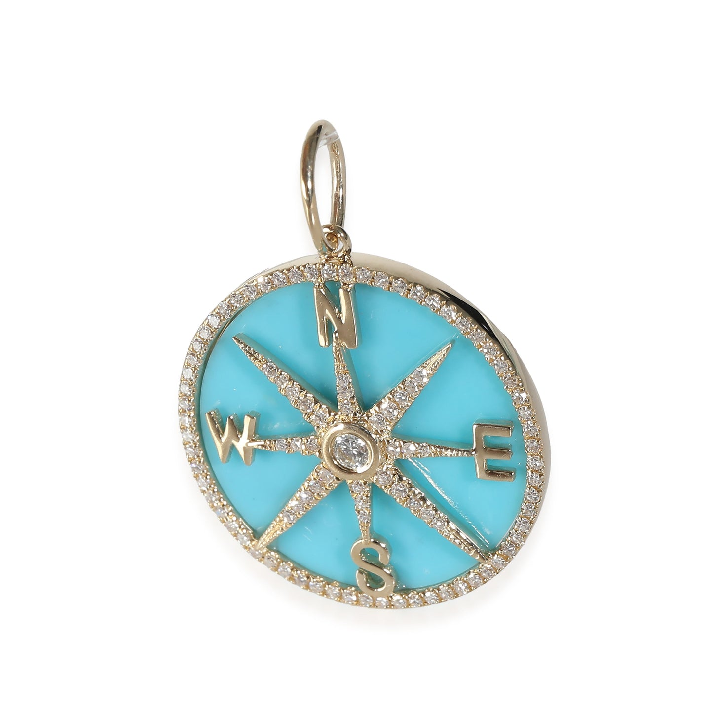 Turquoise Fashion Pendant in 14k Yellow Gold 0.25 CTW