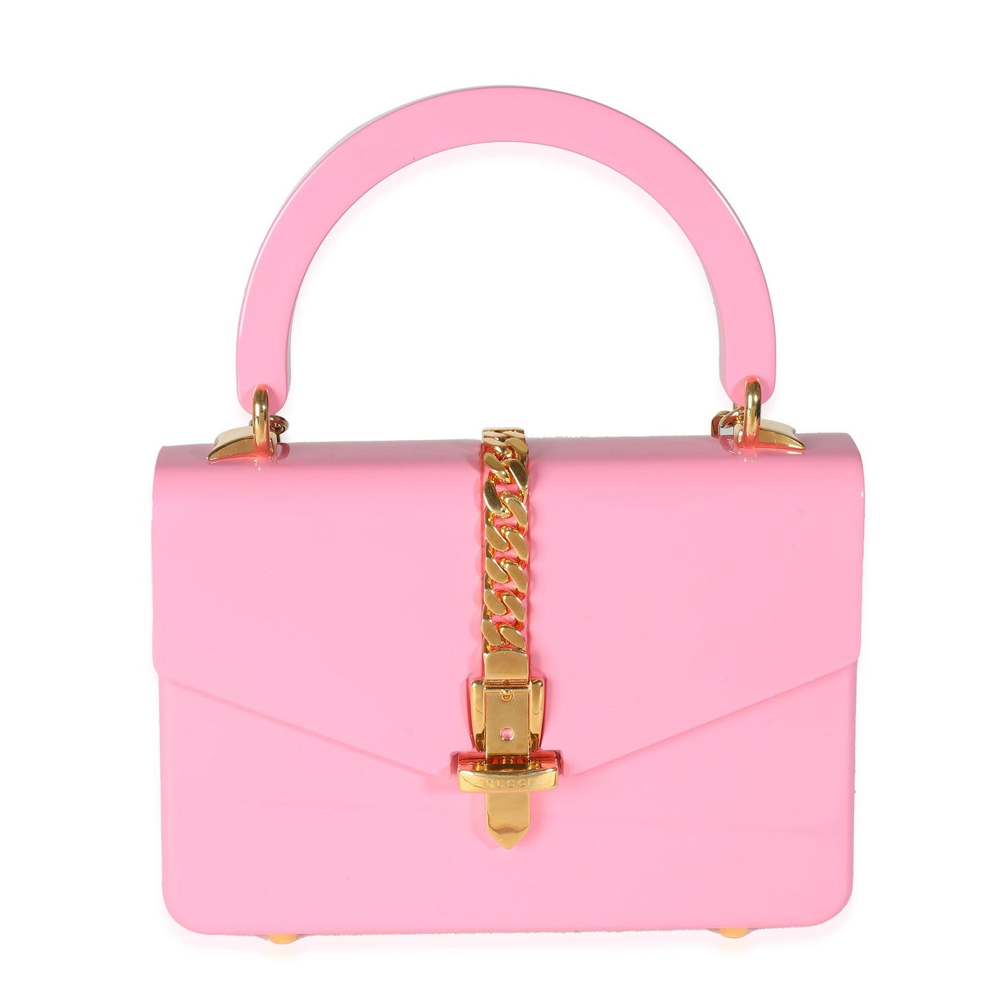 Pink Plexiglass Mini Sylvie 1969 Top Handle Bag