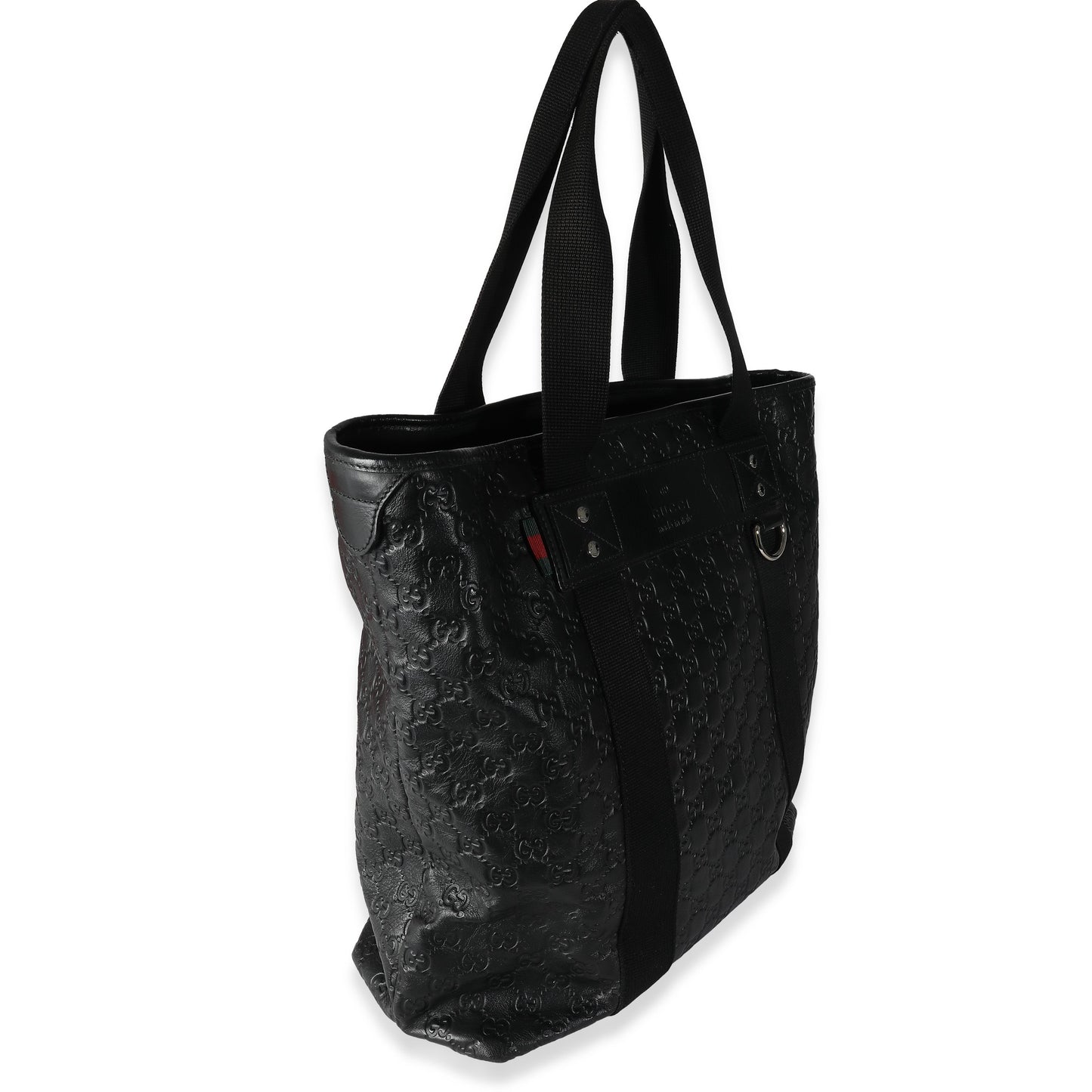 Black Leather Guccissima Tote