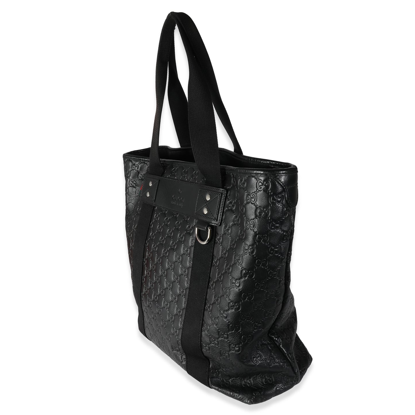 Black Leather Guccissima Tote