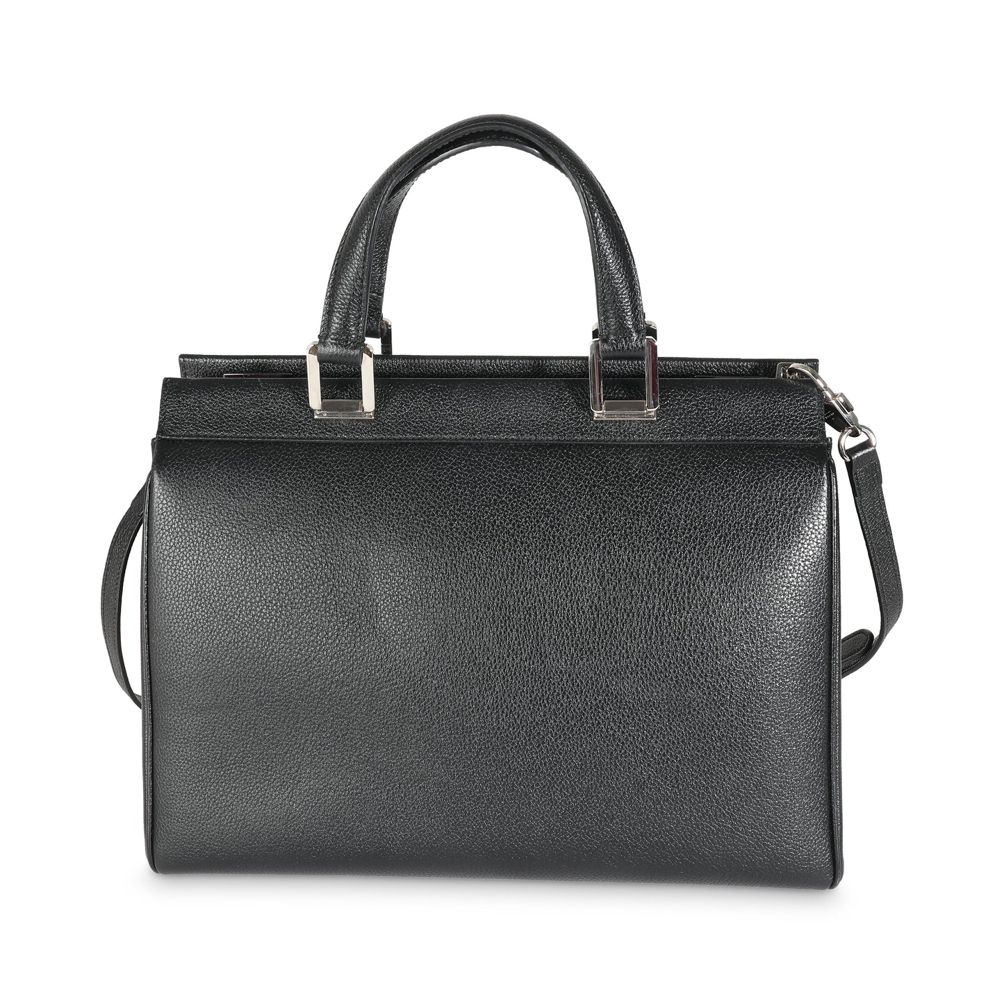 Black Pebbled Calfskin Medium Zumi Top Handle Tote