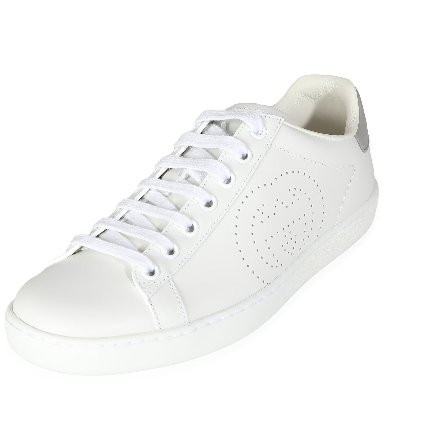 White Calfskin Perforated G Sneakers 36