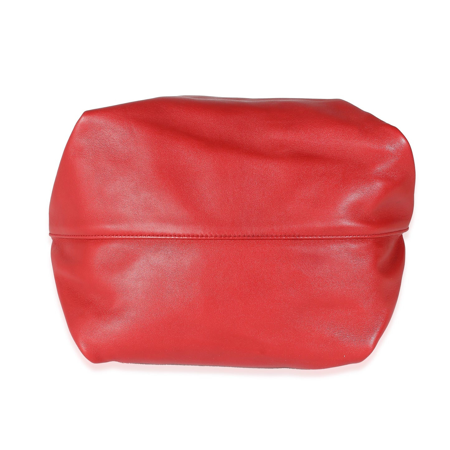 Red Lambskin Teddy Drawstring Bucket Bag