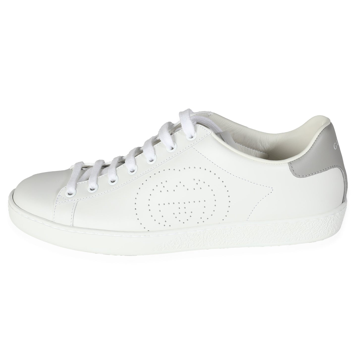 White Calfskin Perforated Interlocking G Ace Sneakers 40