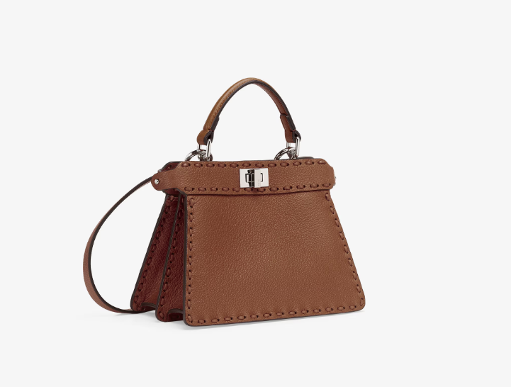 Fendi Peekaboo ISeeU Petite Brown Selleria bag with 306 hand-sewn topstitches