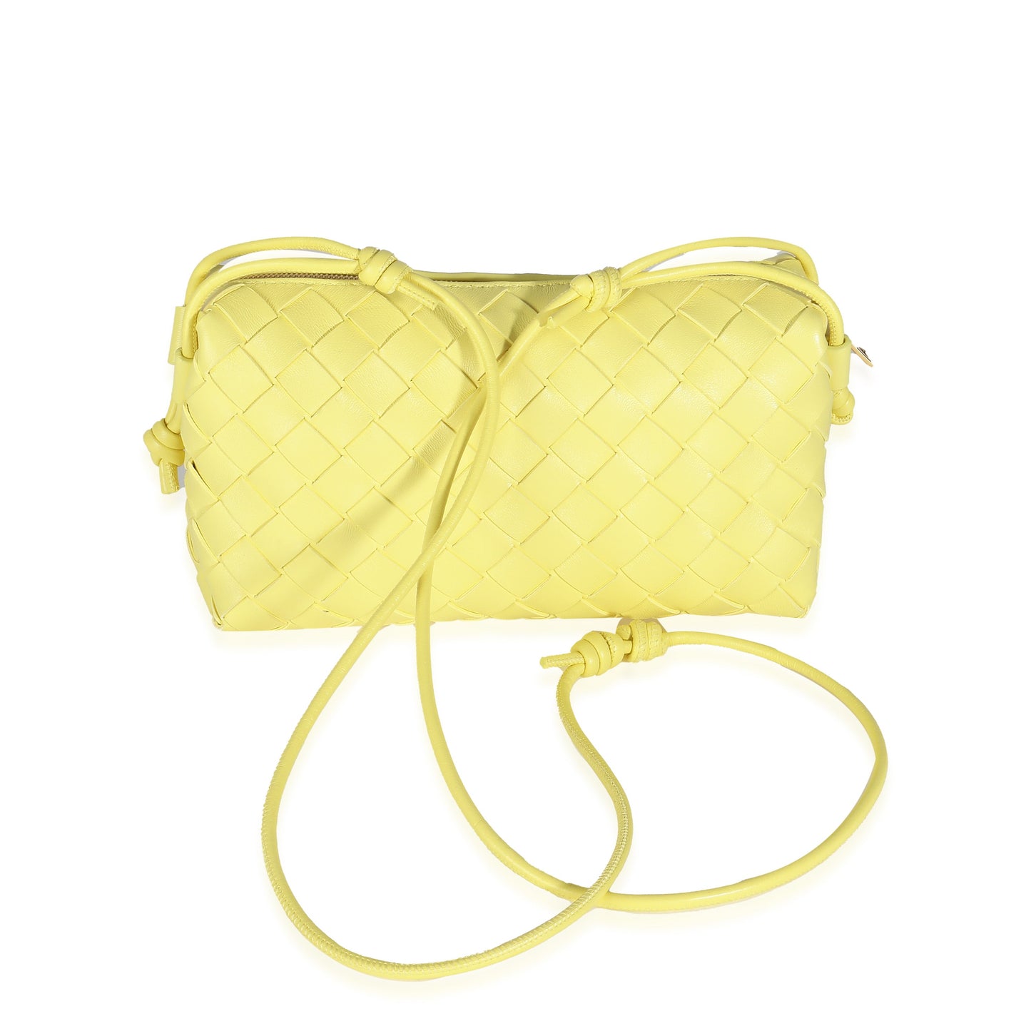 Yellow Nappa Intrecciato East West Loop Camera Bag