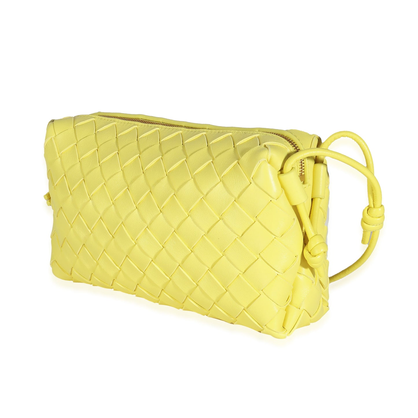 Yellow Nappa Intrecciato East West Loop Camera Bag