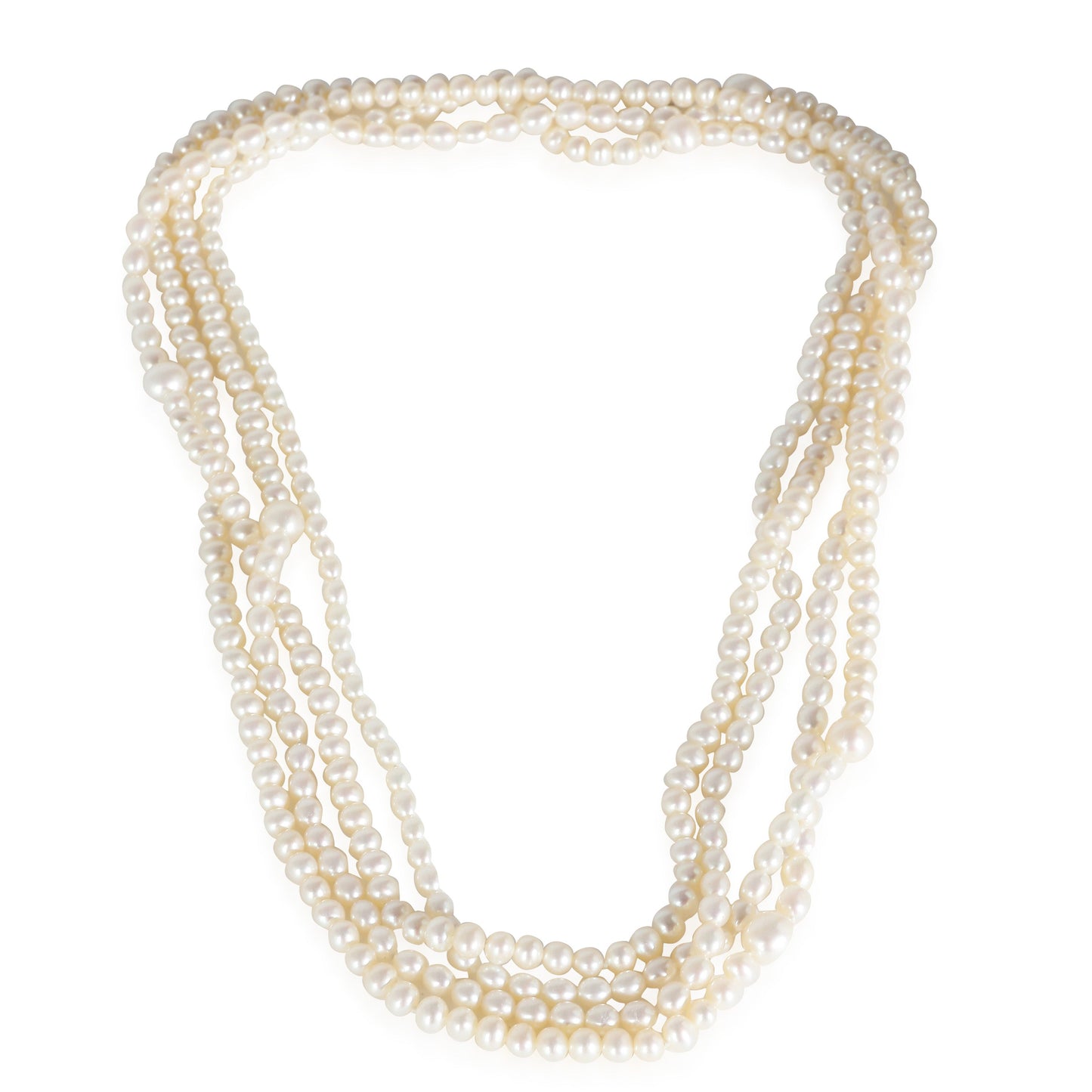 Ziegfeld Fresh Water Pearl Necklace 18K White Gold clasp