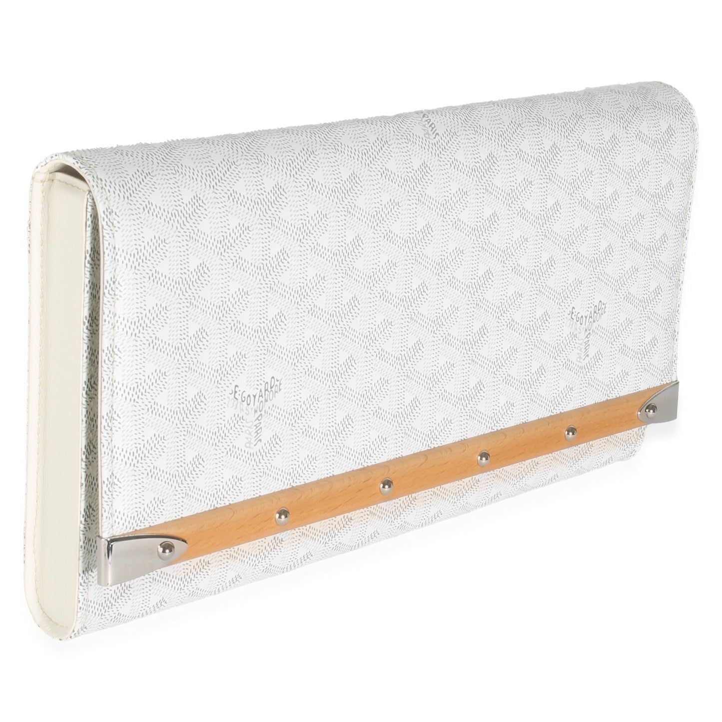 White Goyardine Canvas Monte Carlo Boise Clutch