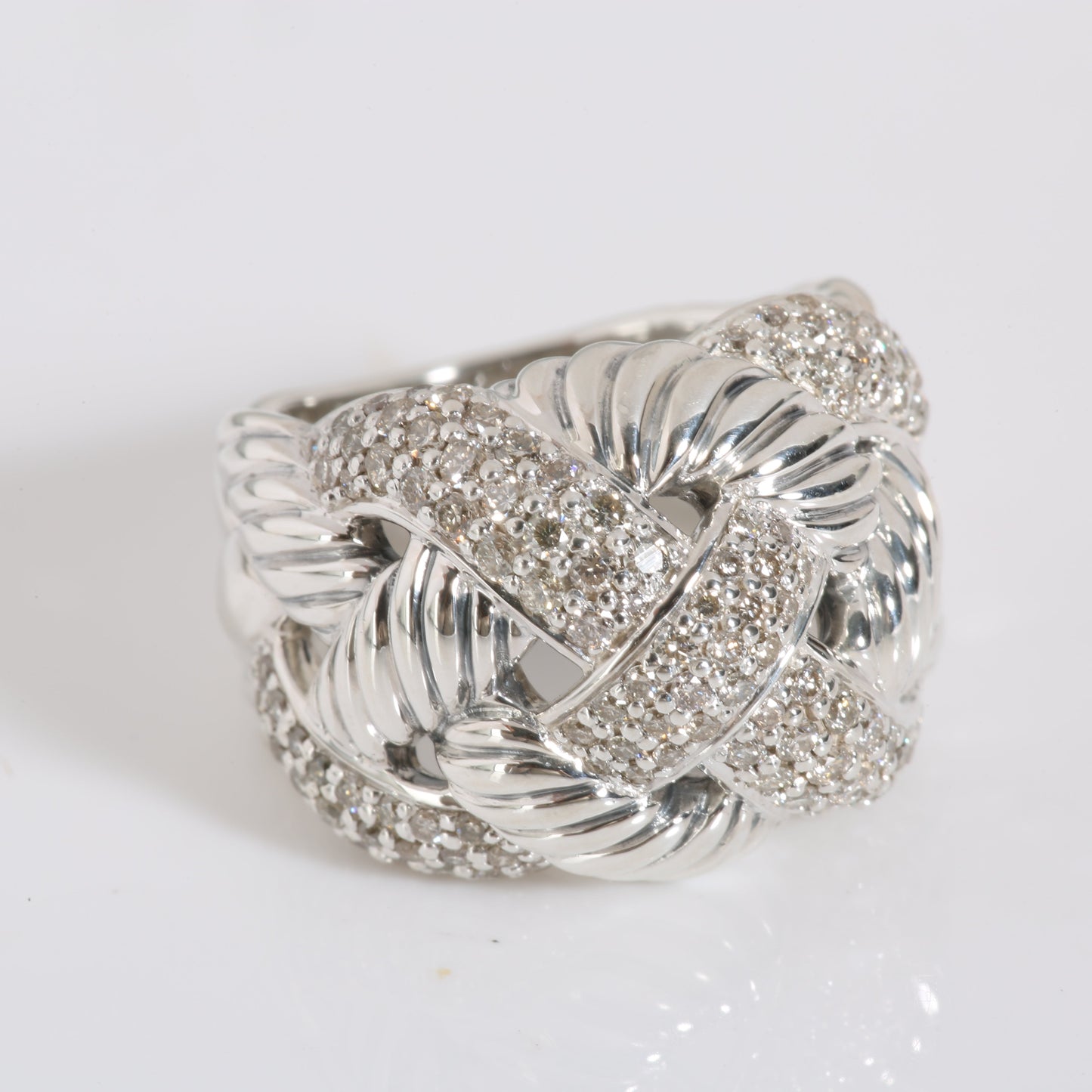 Woven Cable Ring in  Sterling Silver 1.21 CTW