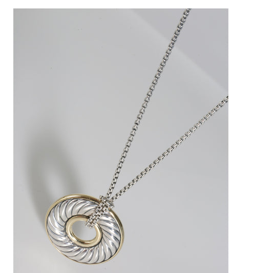 Sculpted Cable Pendant in 18k Yellow Gold/Sterling Silver