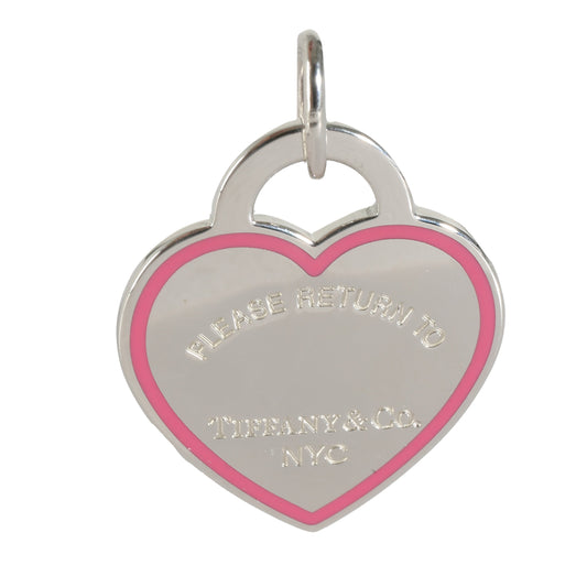 Return To Tiffany Heart Charm With Pink Enamel in Sterling Silver