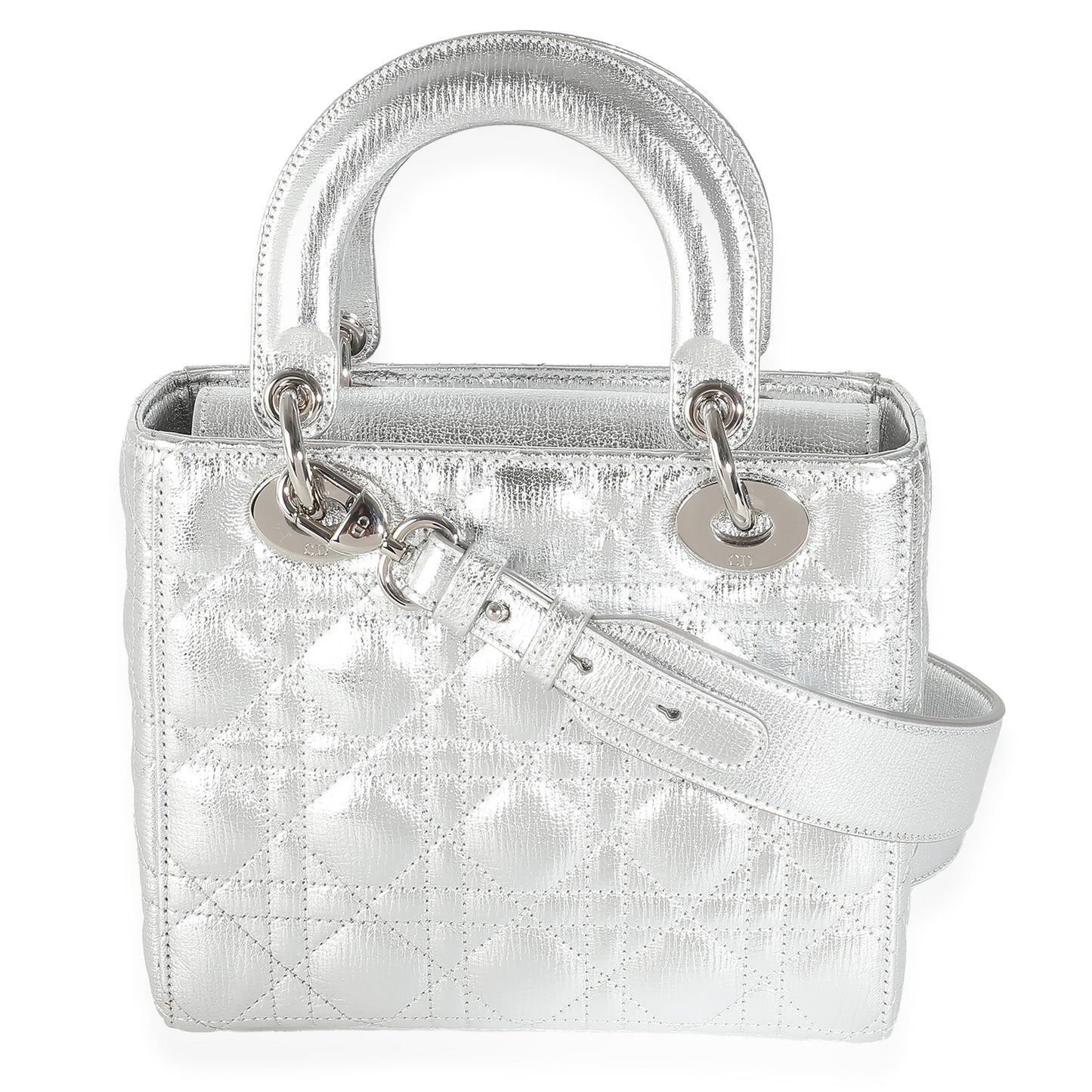 Silver Metallic Grained Calfskin Cannage My ABCDior Lady Dior