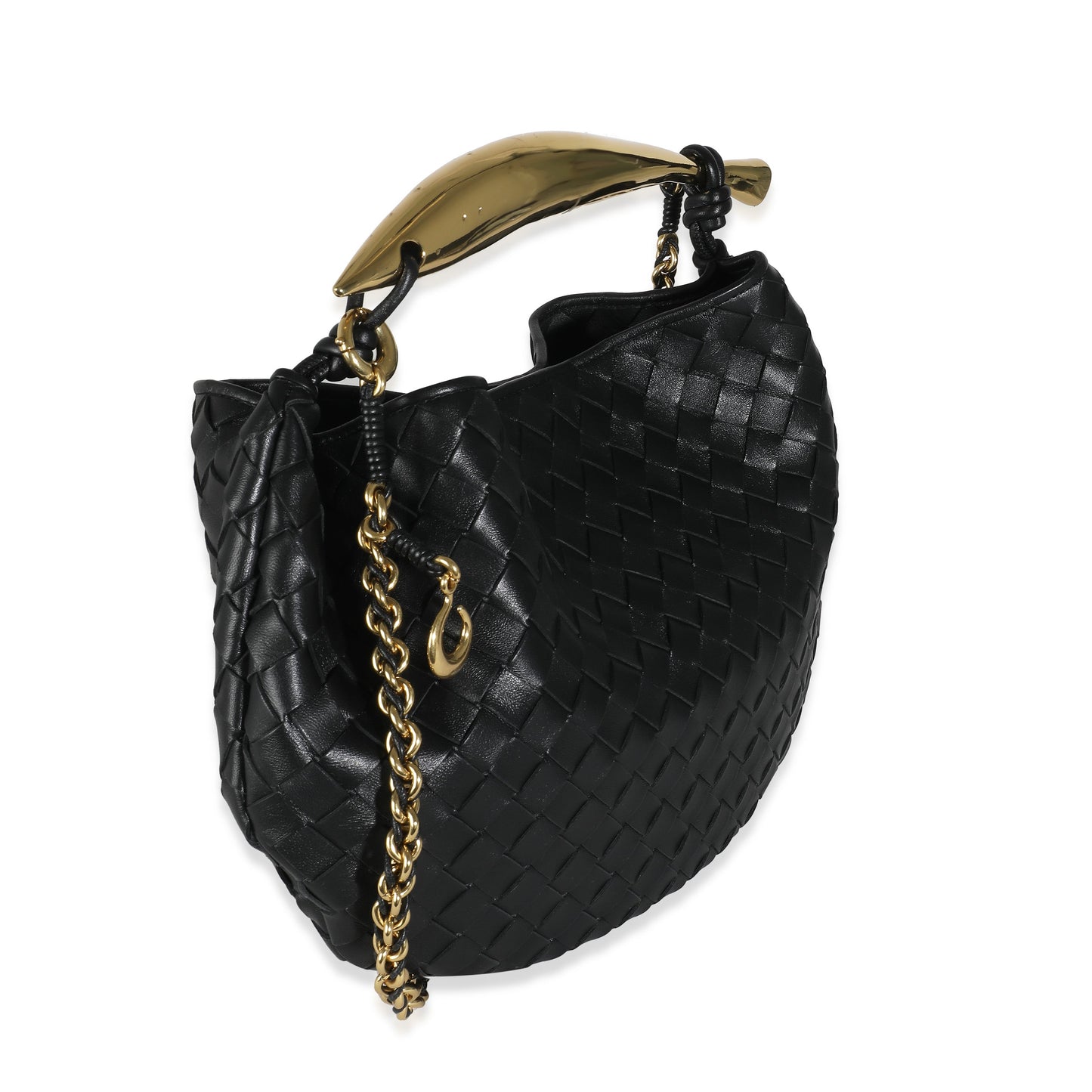 Black Nappa Intrecciato Small Sardine With Chain