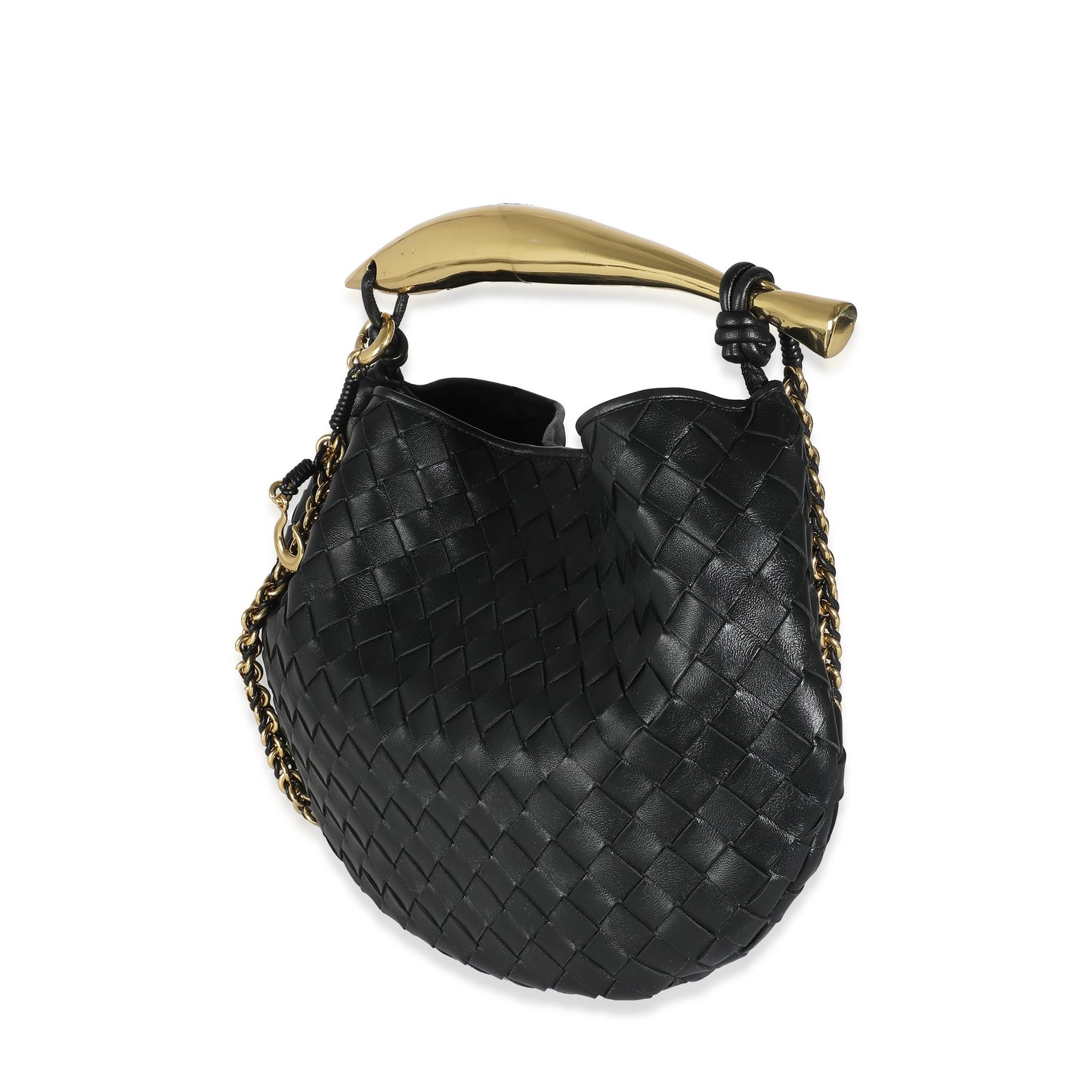 Black Nappa Intrecciato Small Sardine With Chain