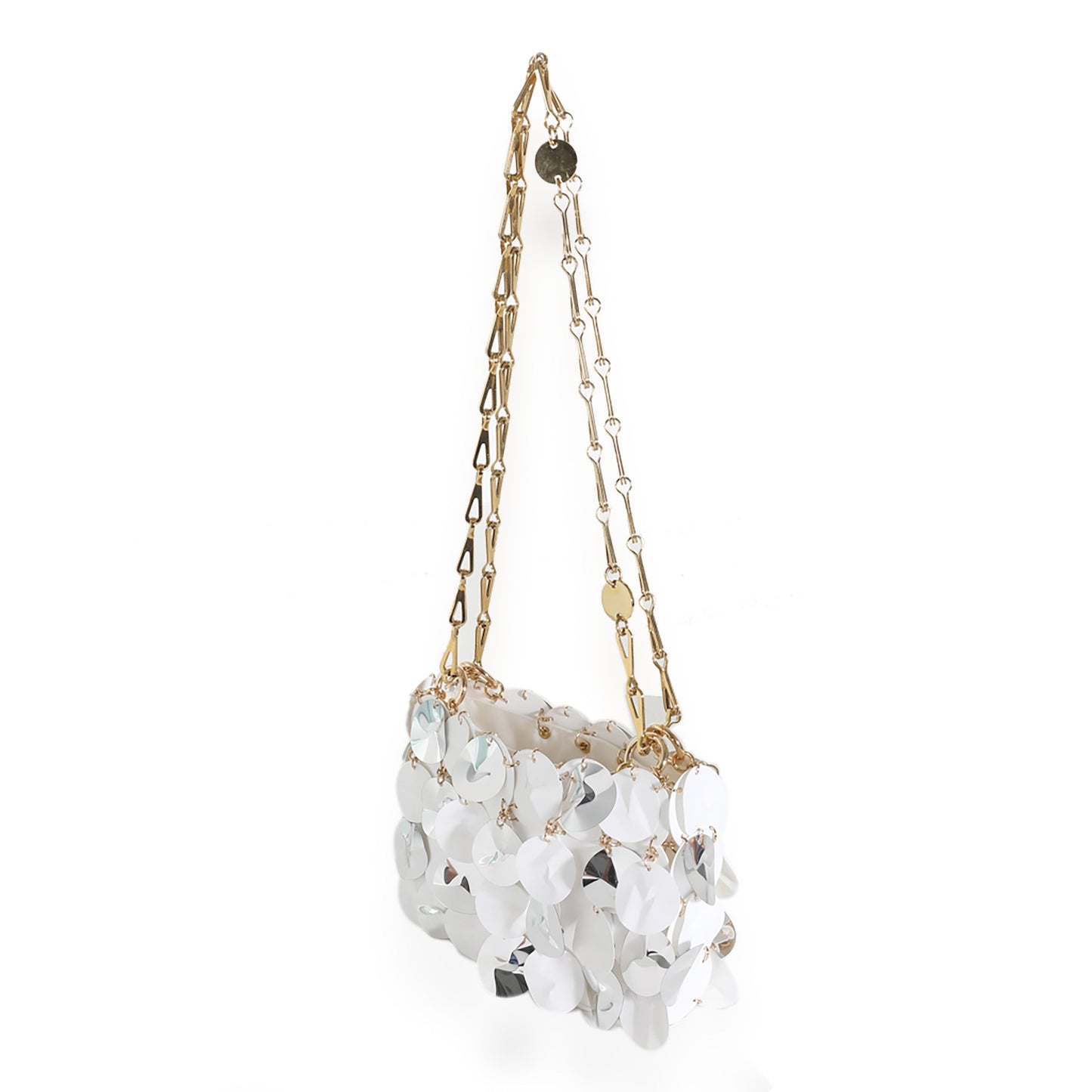 White Silver Cracked Bilics Mix Chain Bag