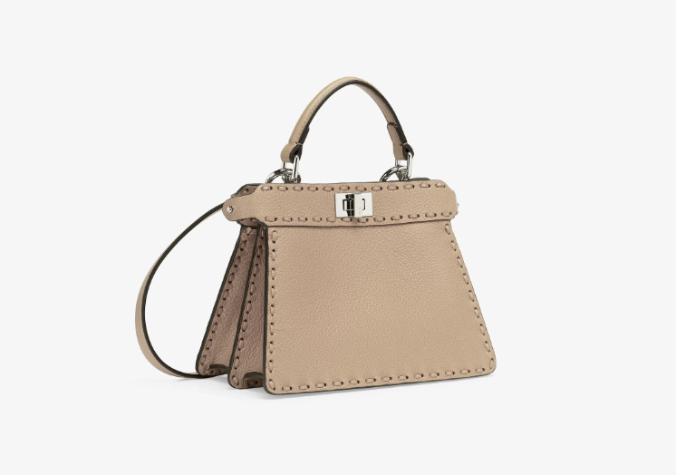 Fendi Peekaboo ISeeU Petite Dove grey Selleria bag with 306 hand-sewn topstitches