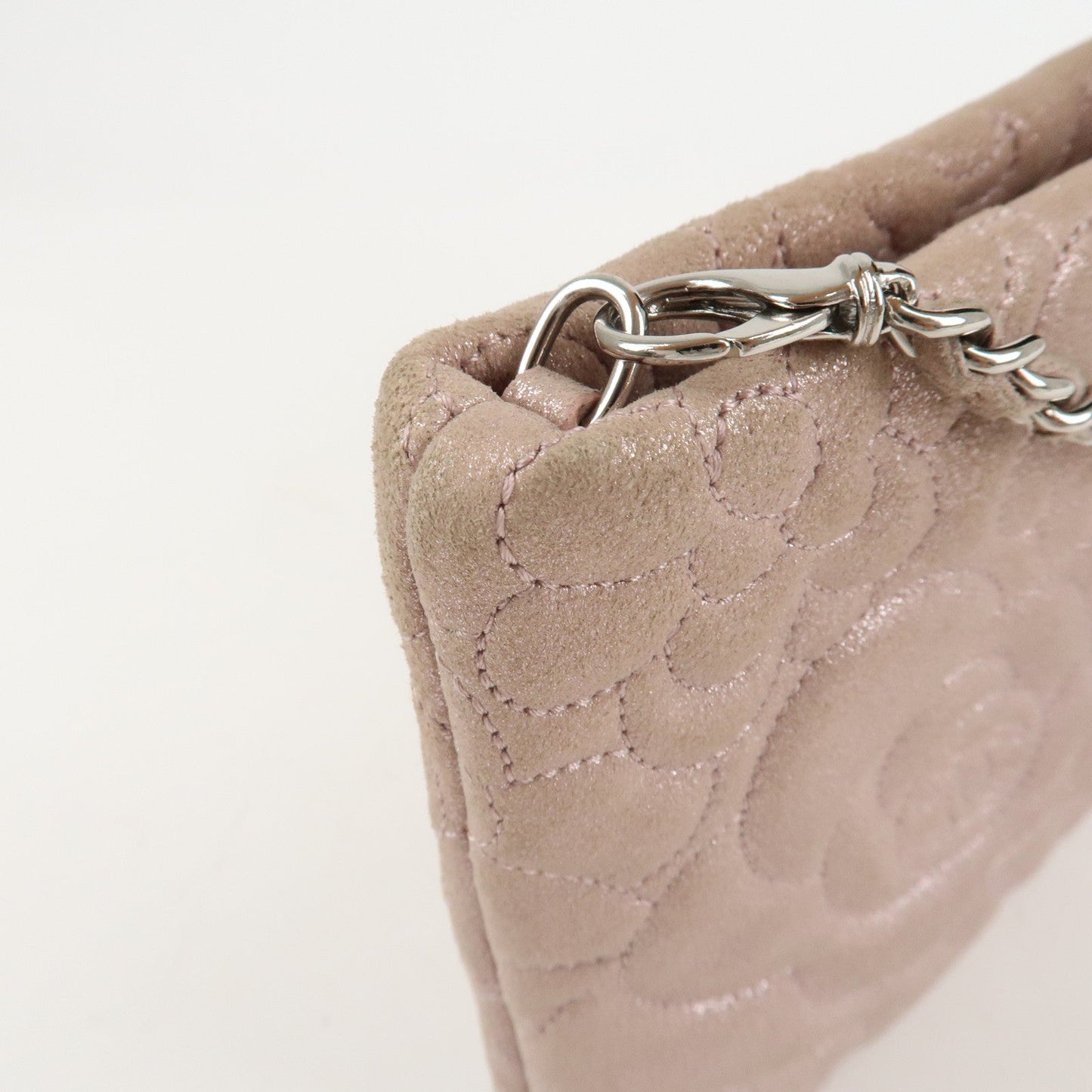 CHANEL Camelia Shiny Lambskin Chain Shoulder Bag Pink