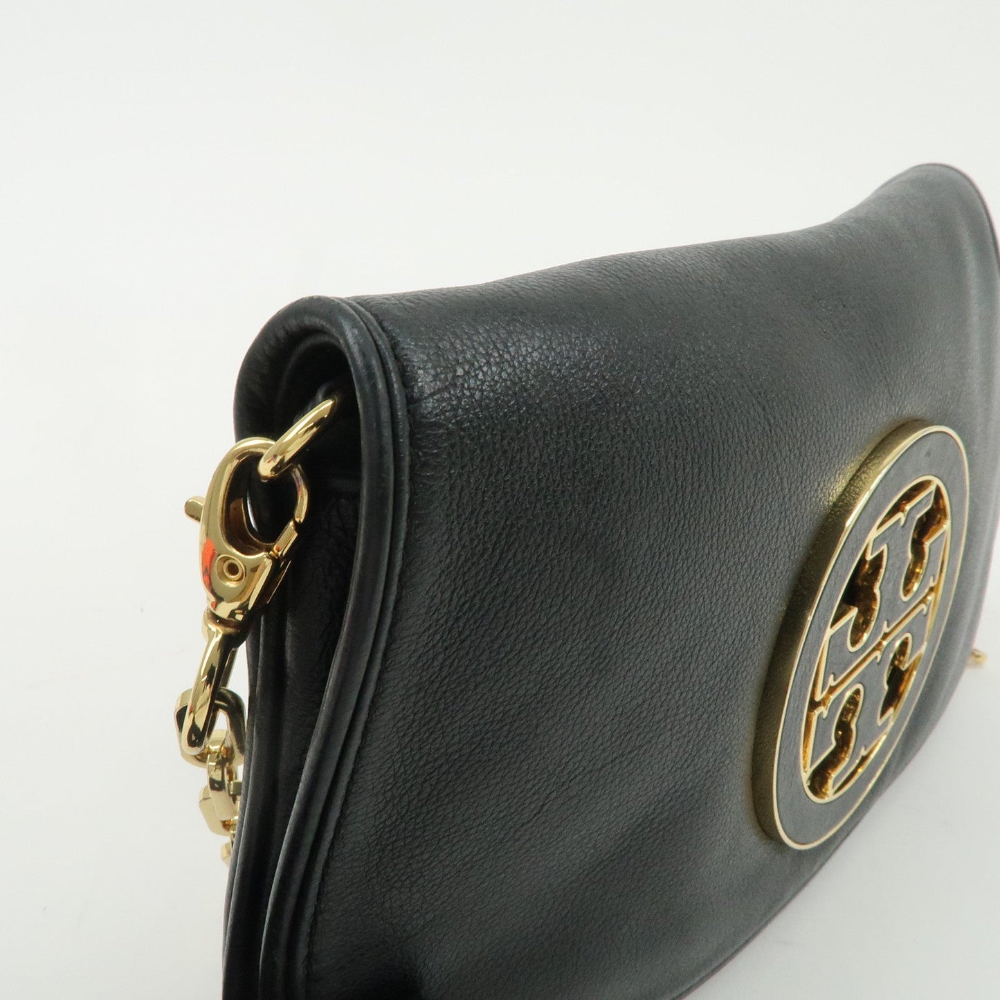 Tory Burch Amanda Logo Leather Chain Shoulder Bag Black