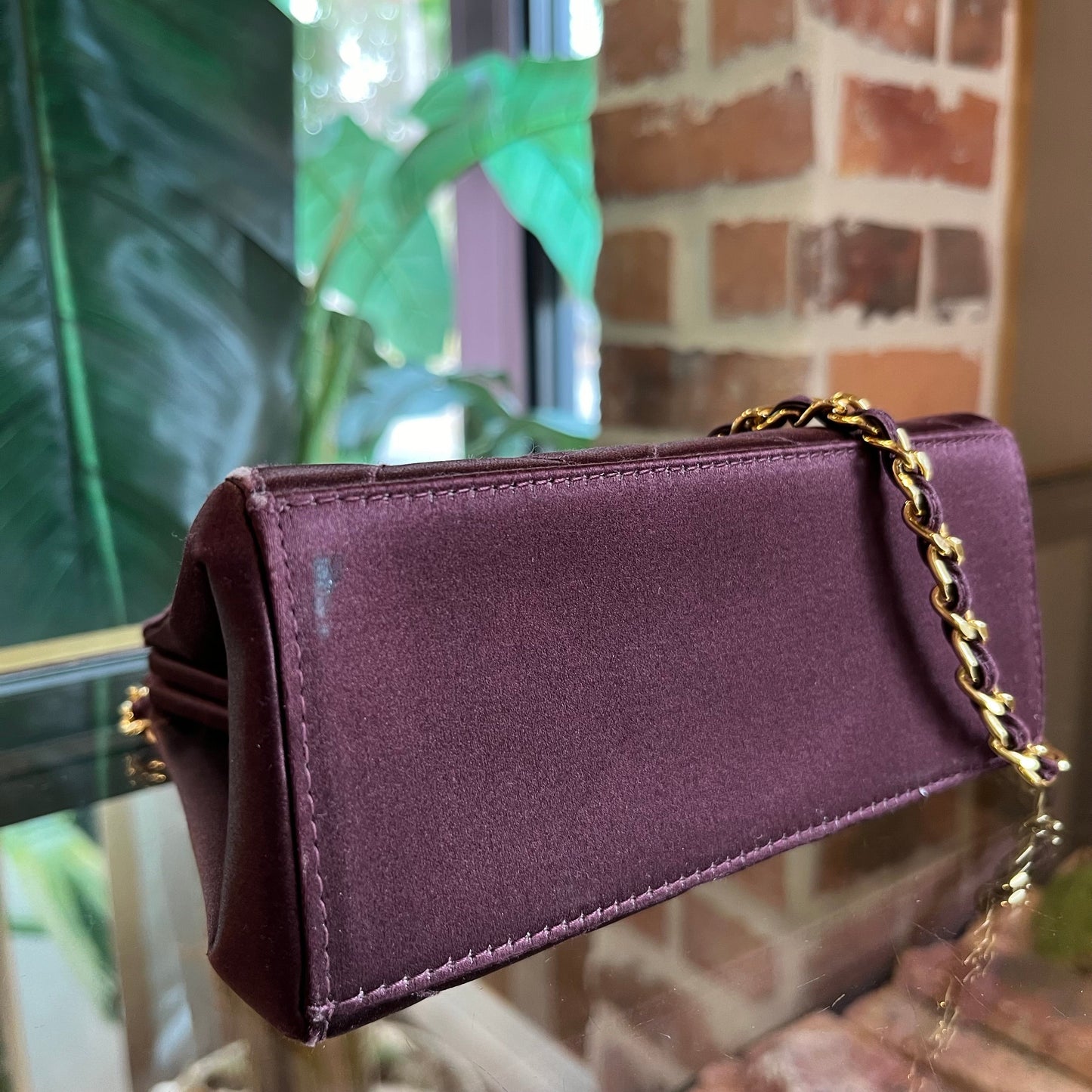 CHANEL Silk Plum Colored Evening Bag TS