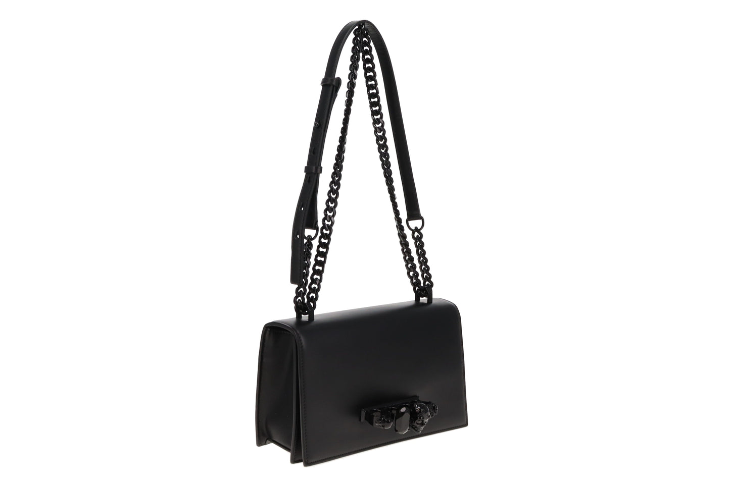 Alexander McQueen All Black Crystal Ring Chain Bag