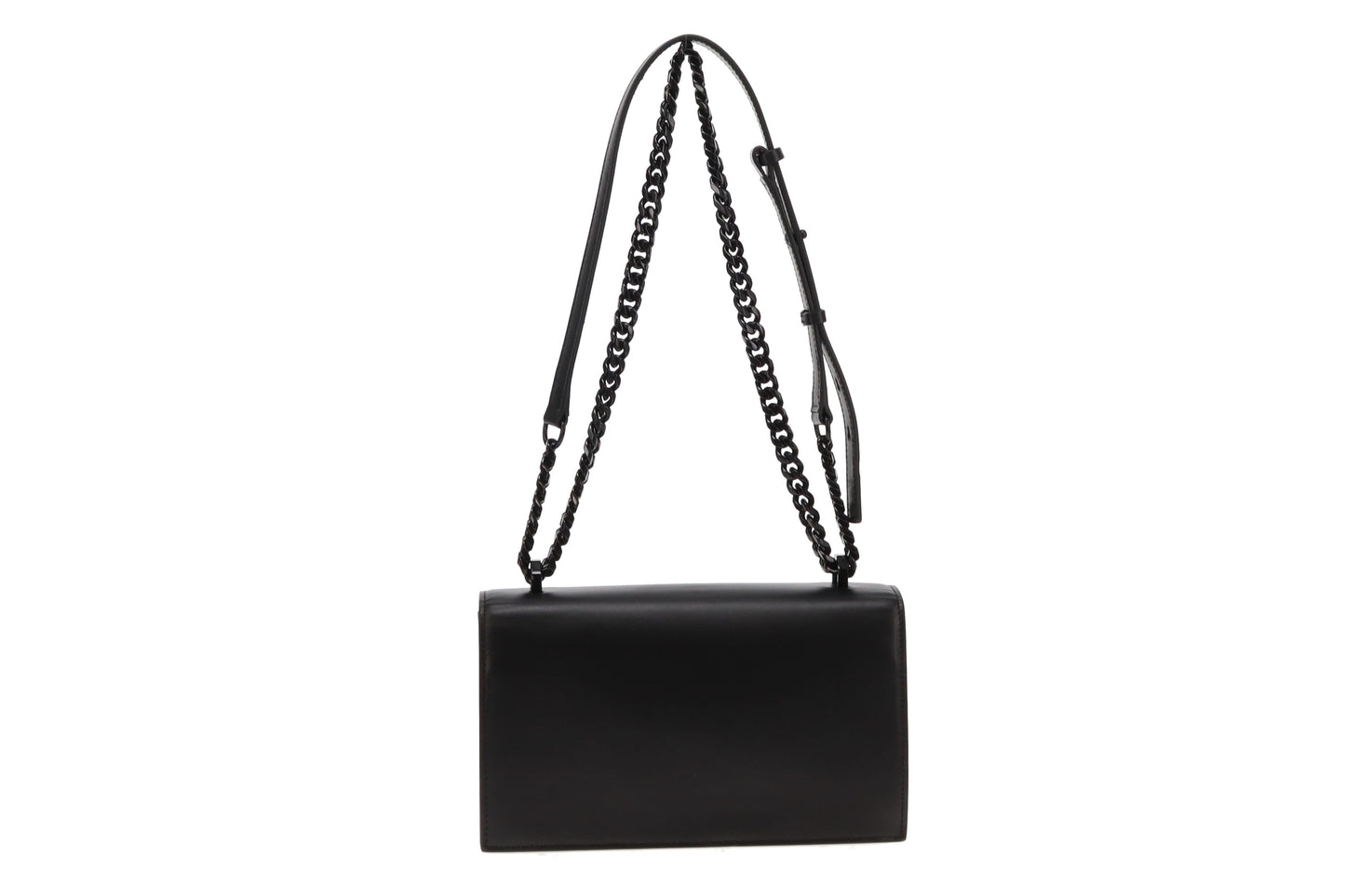 Alexander McQueen All Black Crystal Ring Chain Bag