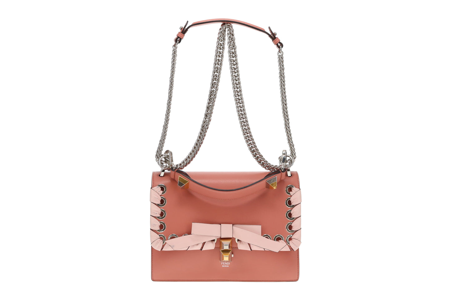 Fendi Large Nappa Leather Kan I Bow Bag Soft Pink