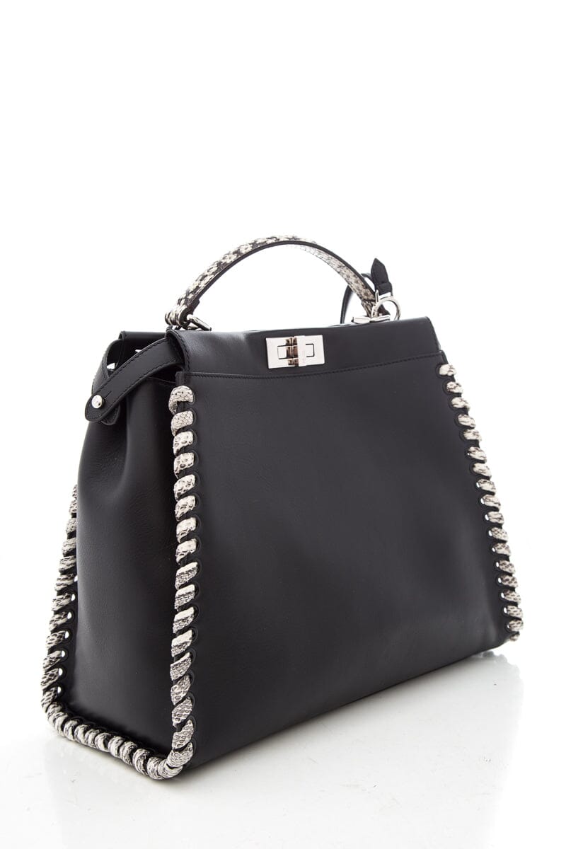 Fendi Black & Snakeskin Large Peak-A-Boo Handbag