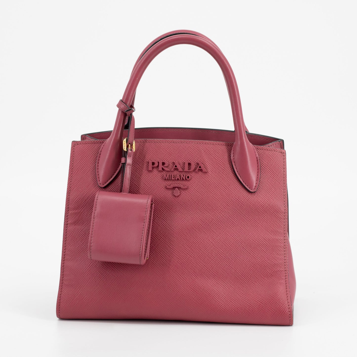 Prada Pink Saffiano Cuir Calfskin Monochrome Shoulder Bag Astrale