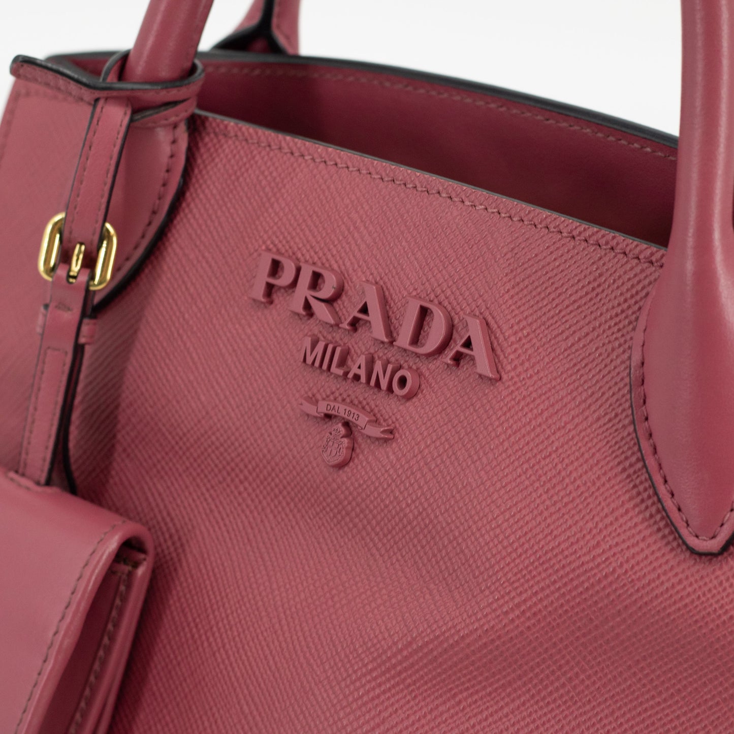 Prada Pink Saffiano Cuir Calfskin Monochrome Shoulder Bag Astrale