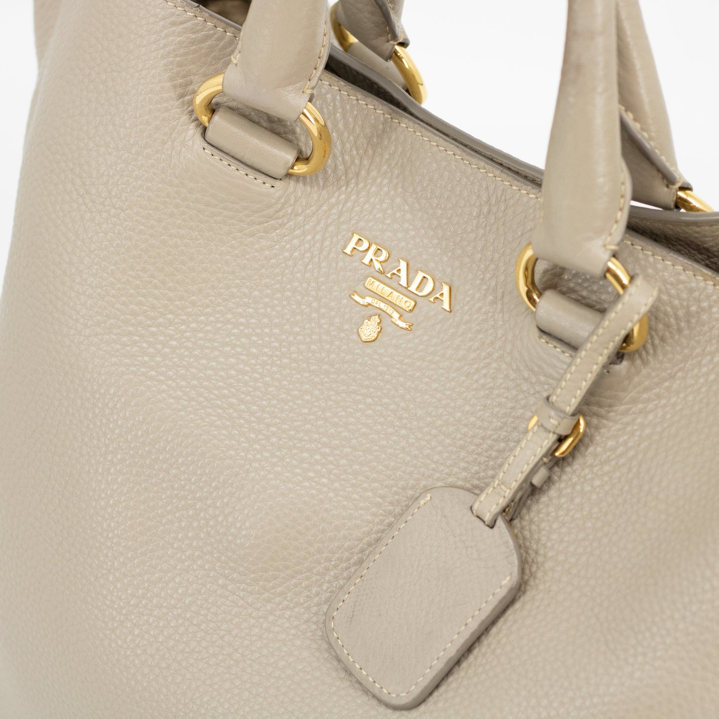 Prada Grey Leather 2Way Shopping Bag