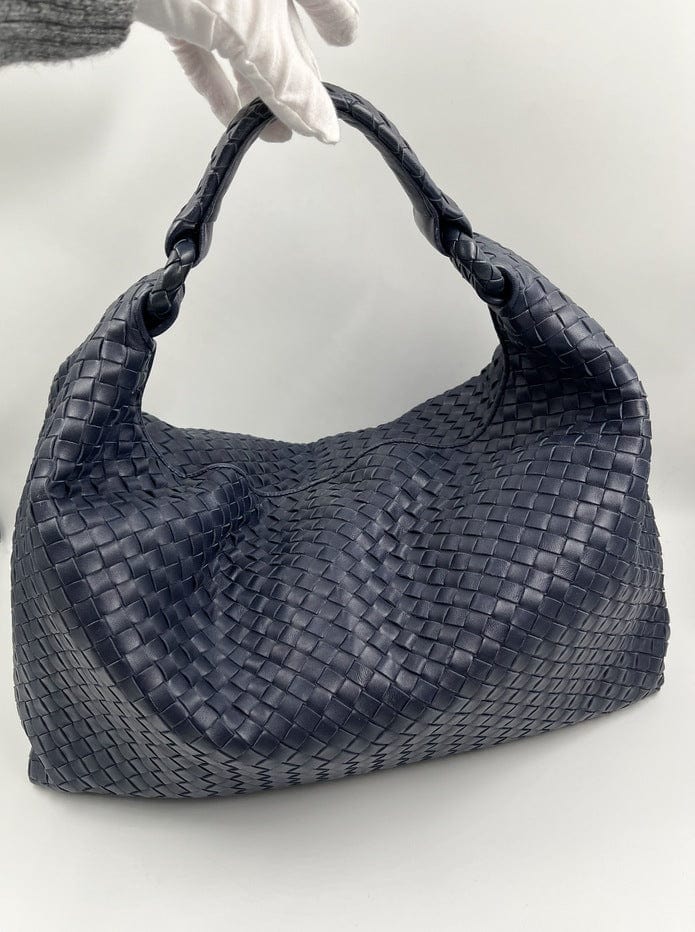 Bottega Veneta Intrecciato Navy Shoulder Bag