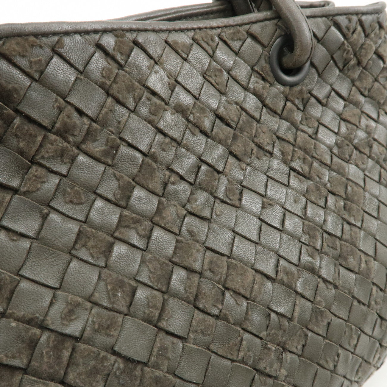 BOTTEGA VENETA Intrecciato Leather Hand Bag Tote Bag Khaki