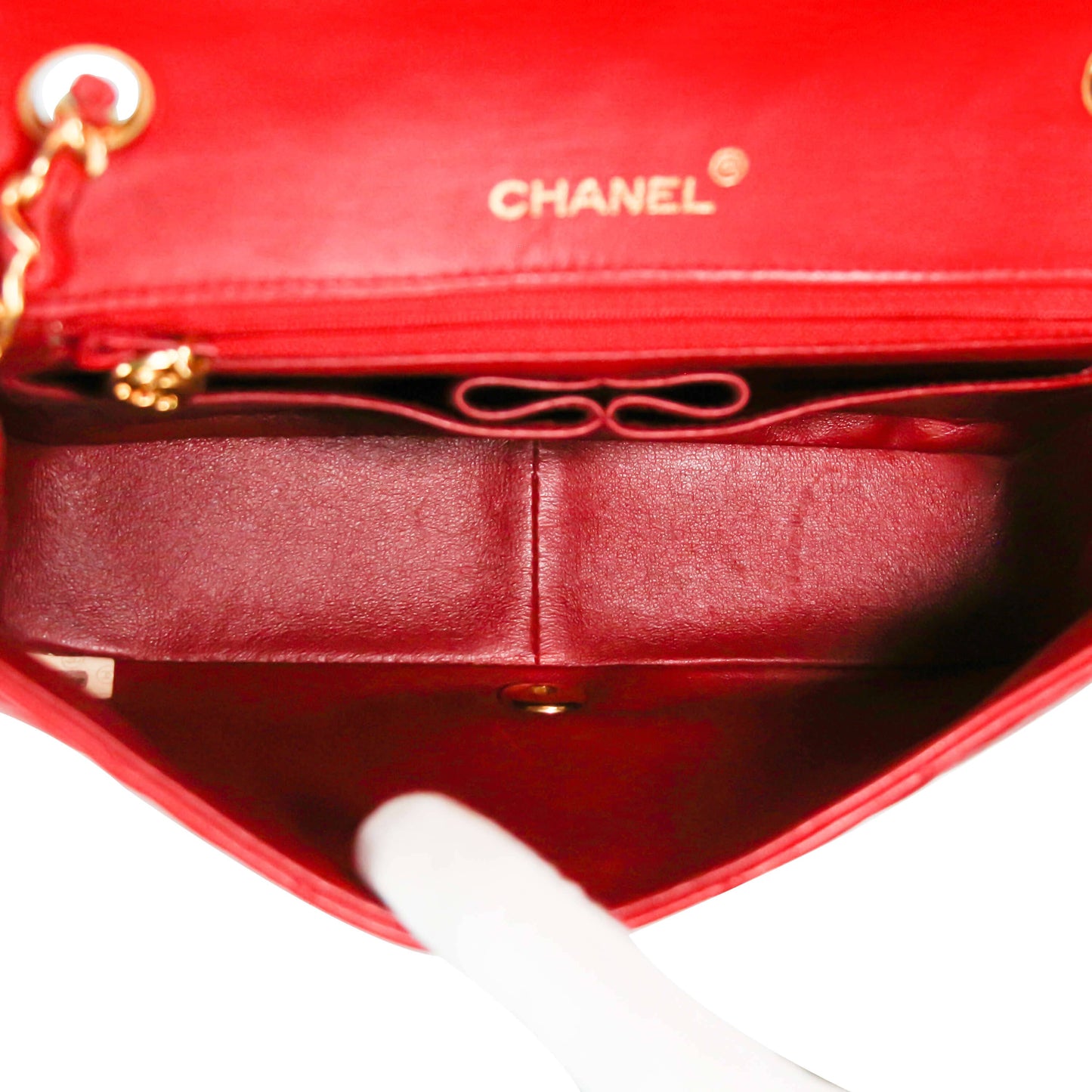 Chanel Full Flap Bag Small Red Lambskin Gold