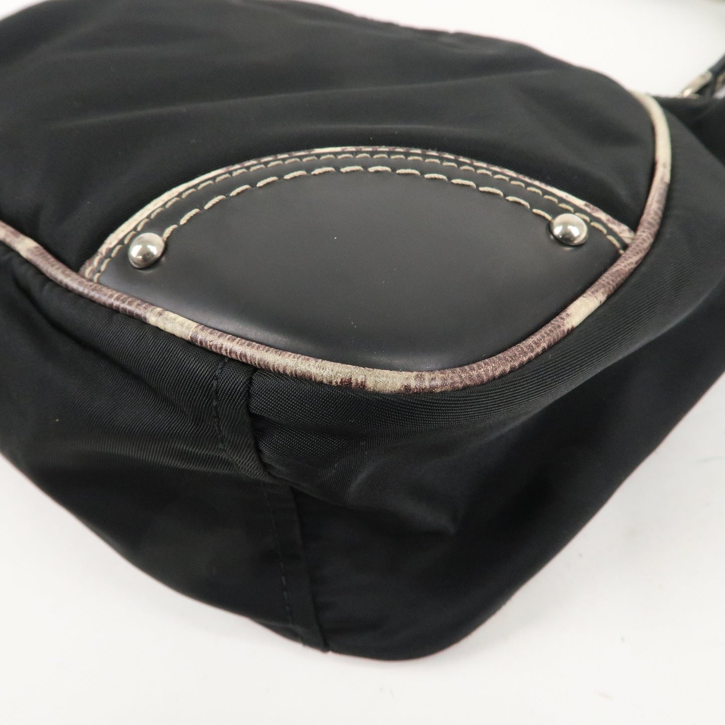 PRADA Nylon Leather One Shoulder Bag NERO Black