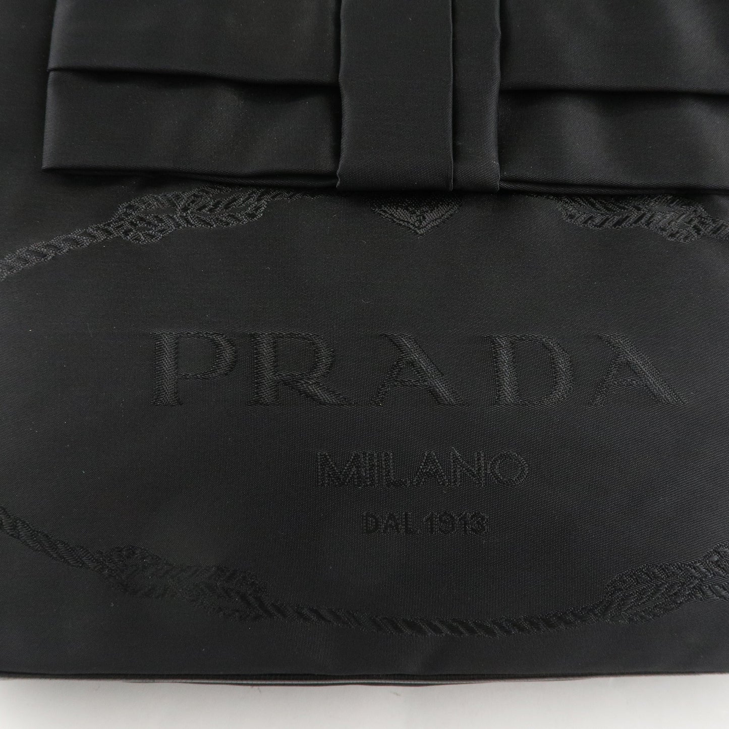 PRADA Nylon Leather Ribbon Logo 2Way Bag Hand Bag Black 1BG068