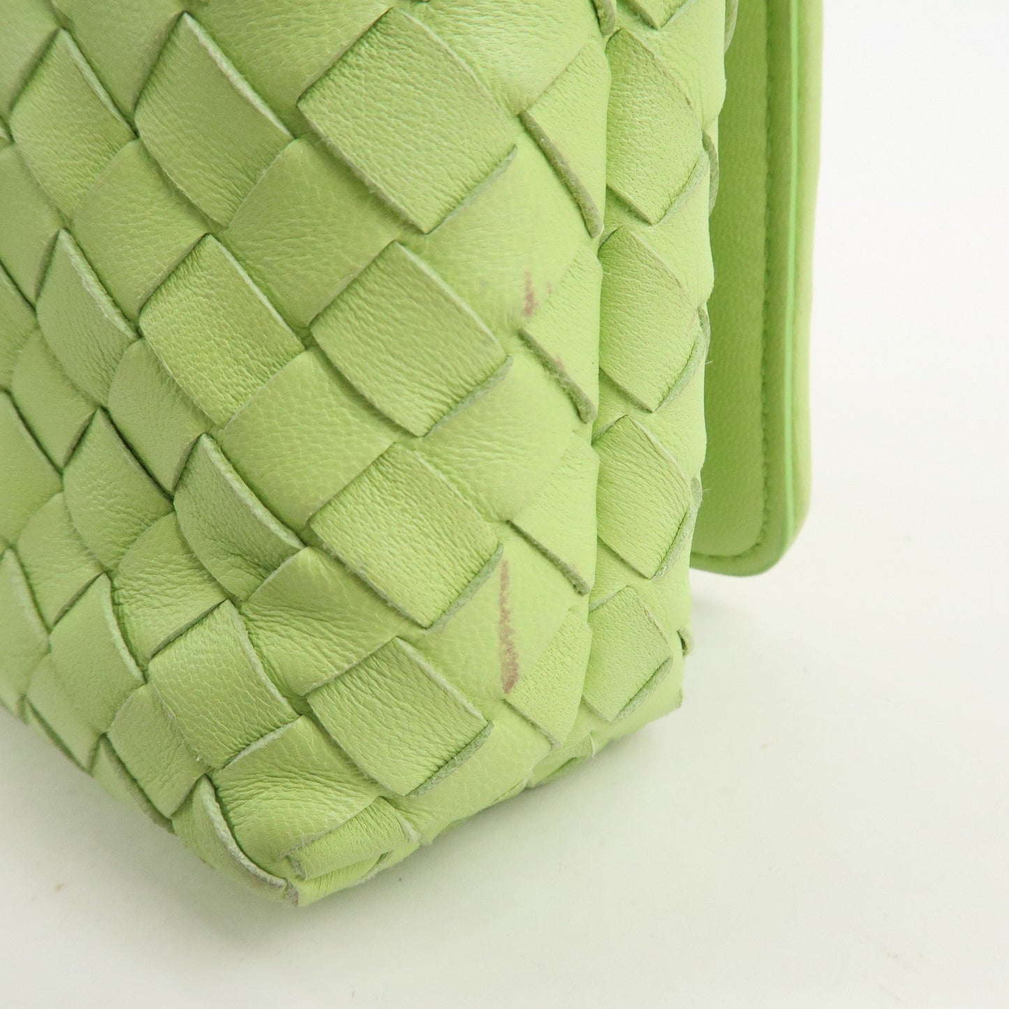 BOTTEGA VENETA Intrecciato Leather Shoulder Bag Light Green